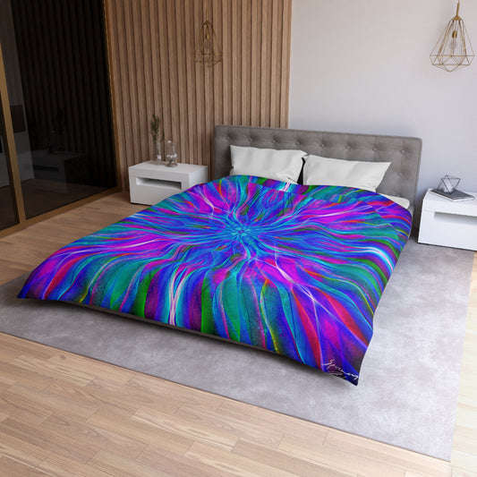 "Blueberry Bubble Burst" Cosmic Mandala - Microfiber Duvet Cover