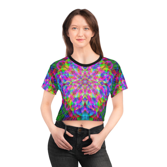 "Chakra Fire Flower" Cosmic Mandala - Crop Tee