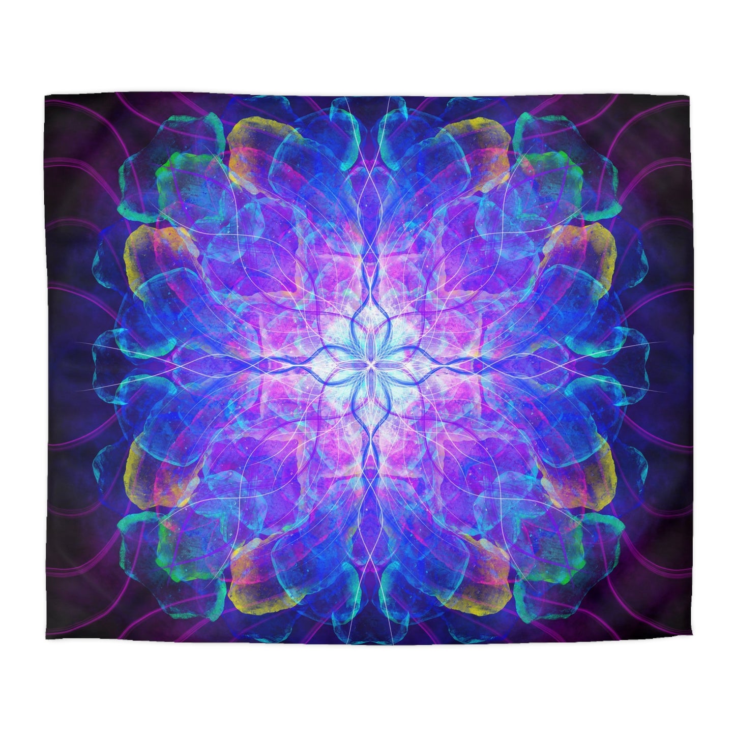 Cosmic Lotus Flower Microfiber Duvet Cover