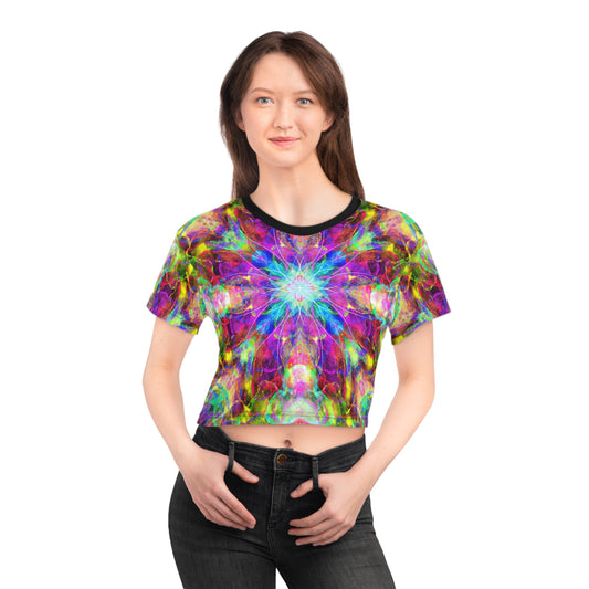 "Golden Chakra Sunrise" Cosmic Mandala - Crop Tee