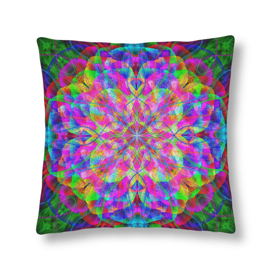 "Chakra Fire Flower" Cosmic Mandala - Waterproof Pillow