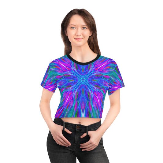 "Blueberry Bubble Burst" Cosmic Mandala - Crop Tee