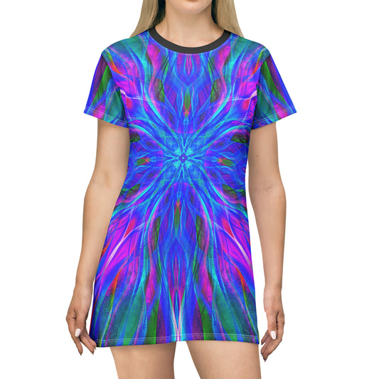 "Blueberry Bubble Burst" Cosmic Mandala - T-Shirt Dress